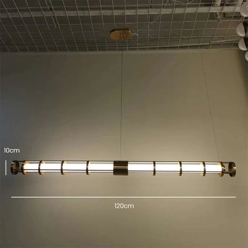 Lampe Suspension Loft Retro | Marco Lucetti 120 cm / Finition dorée / Blanc naturel