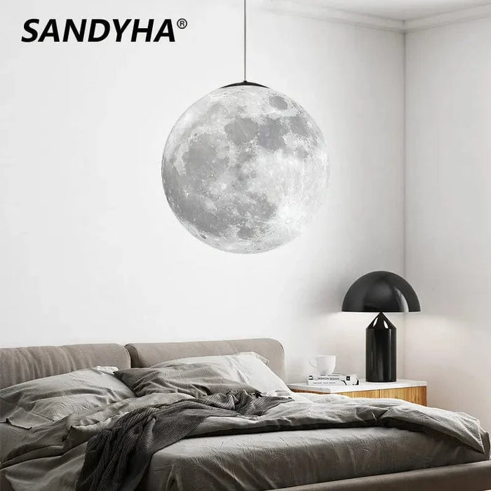 Lampe Suspension  Lune Atmosphère Lustre Impression 3D - Nouveauté Créative pour Enfants Chambre, Restaurant, Bar | Marco Lucetti