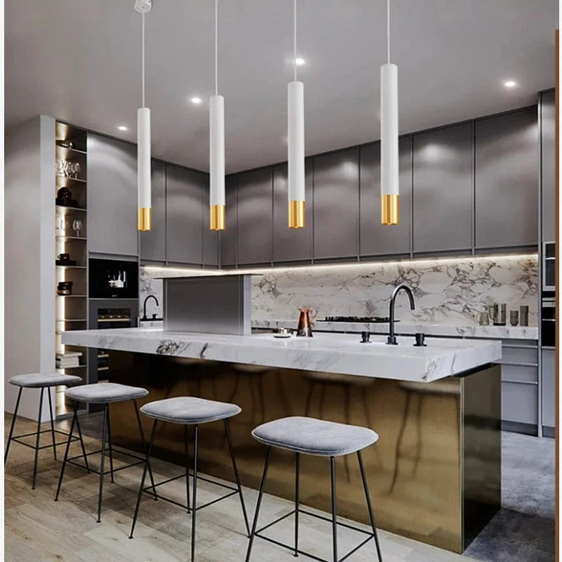Lampe Suspension Nordique LED Longue Tube Dimmable - Décoration Cylindre Tuyau - Éclairage Cuisine et Salon | Marco Lucetti
