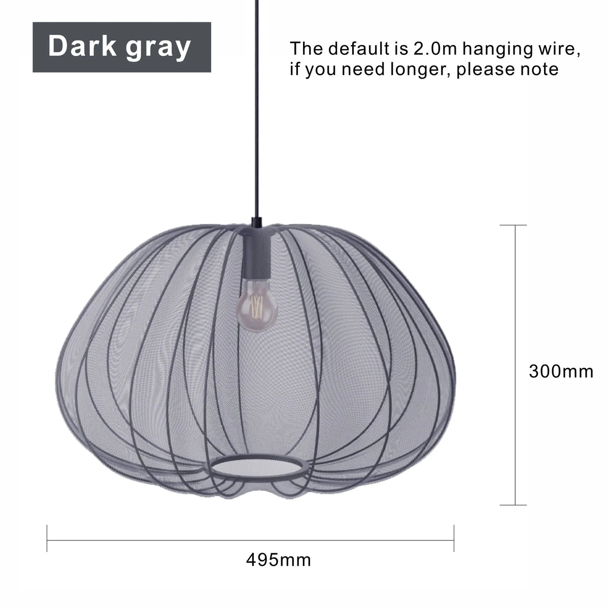 Lampe Suspension Nordique Moderne pour Salon Chambre Restaurant | Marco Lucetti Gris 49,5cm 30cm / Blanc chaud