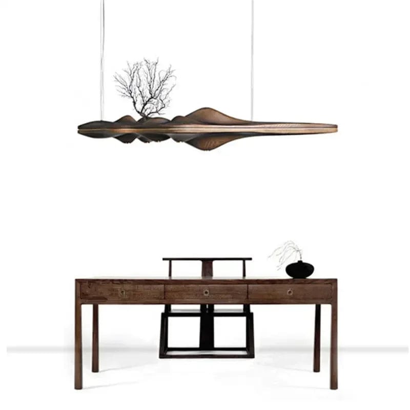 Lustre nordique moderne en résine de bois massif pour un éclairage décoratif intérieur
