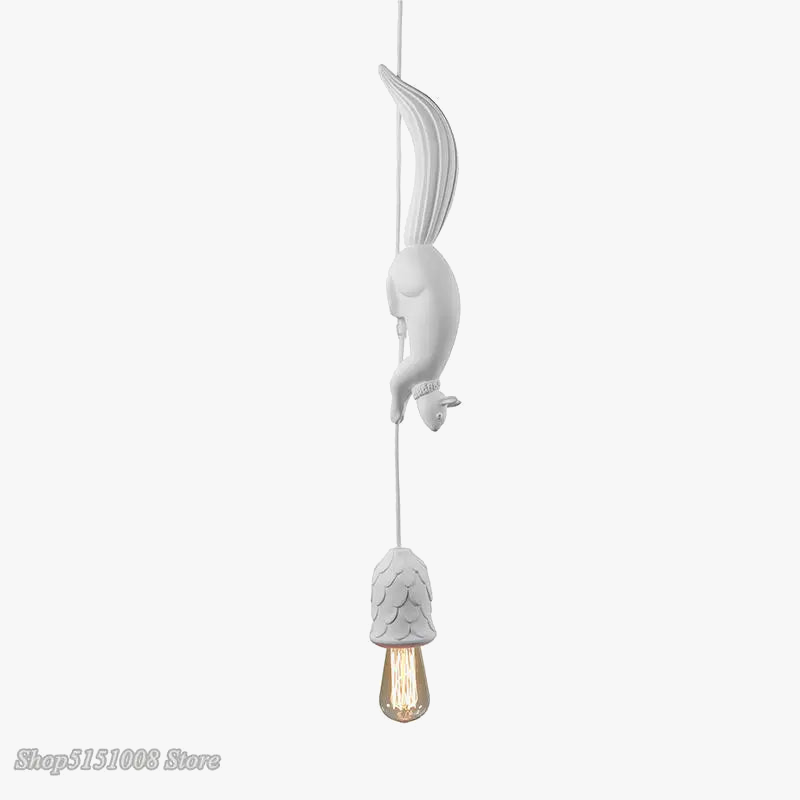 Lampe Suspension Résine Écureuil Nordique LED Loft Décoratif - Éclairage Authentique