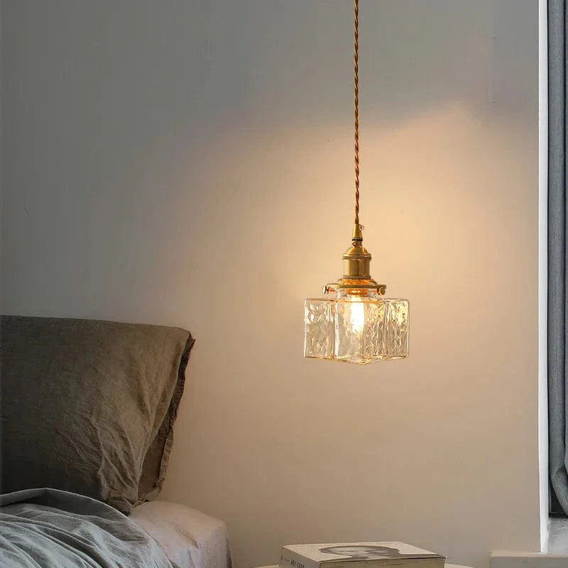 Lampe suspension rétro carré en verre pour salle à manger et chambre | Marco Lucetti