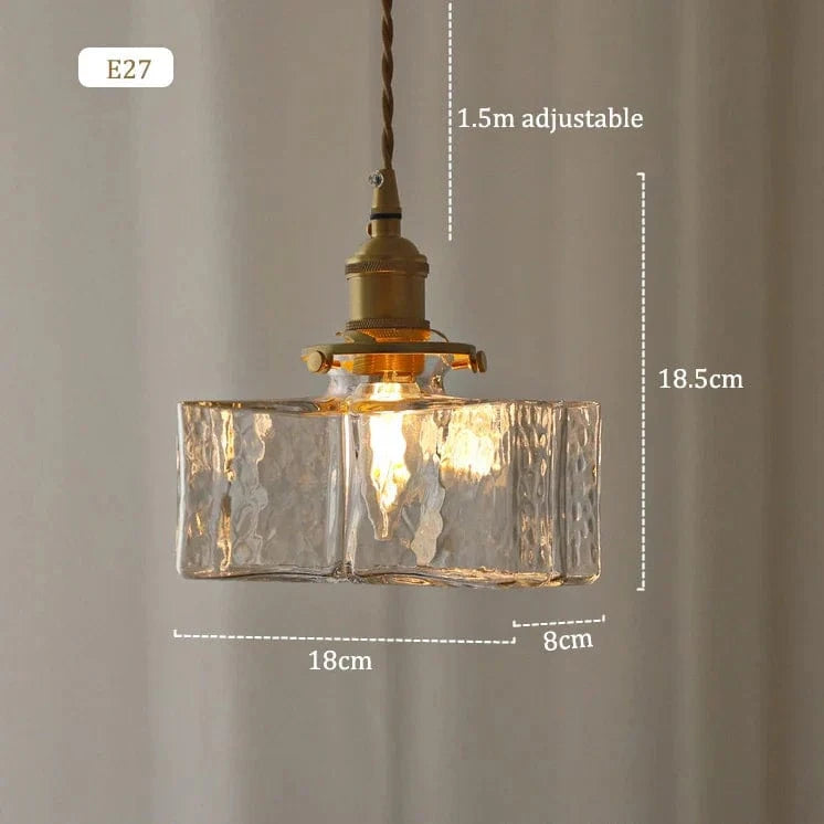 Lampe suspension rétro carré en verre pour salle à manger et chambre | Marco Lucetti B / Blanc froid