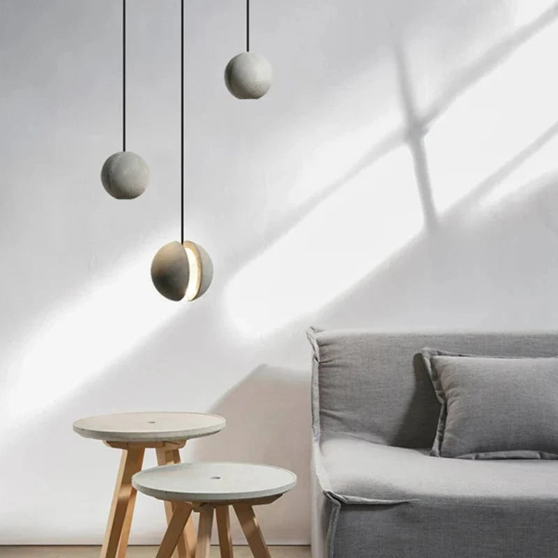Lampe Suspension Ronde Industrielle Vintage en Ciment avec Fil Réglable | Marco Lucetti