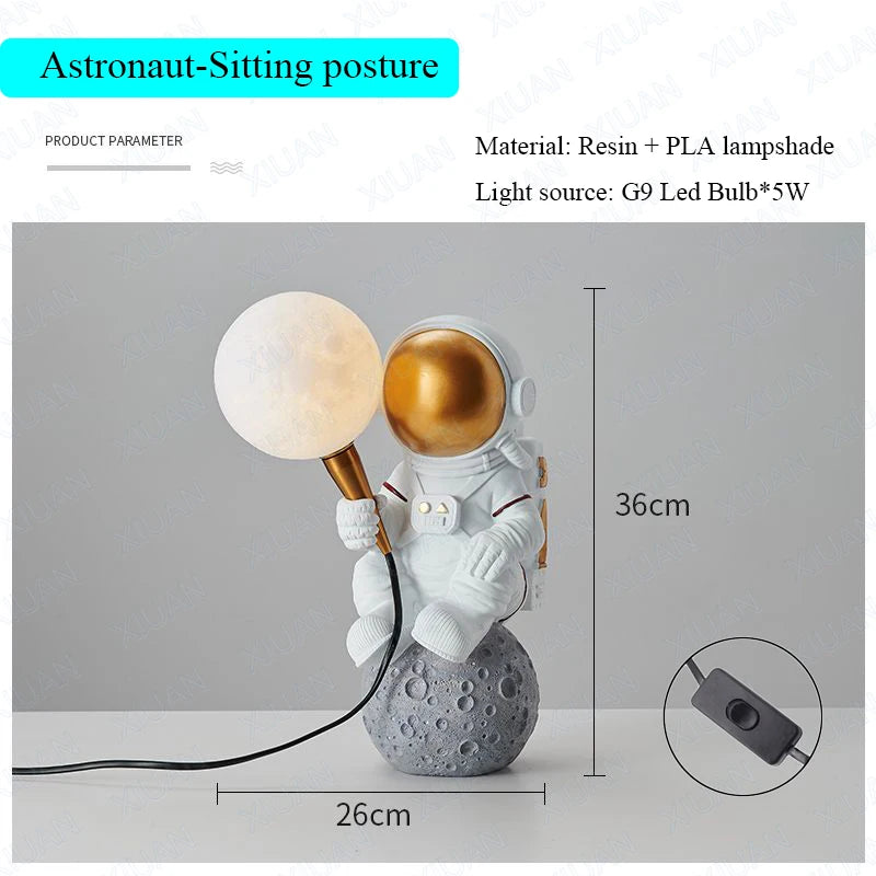 Lampe de table Astronaute Lune Veilleuse
