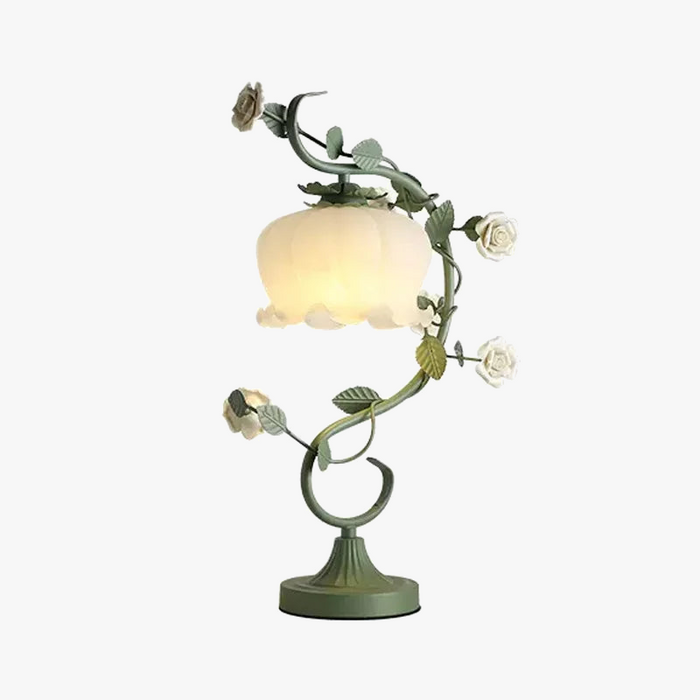 Lampe de table rétro en verre sculpté - Élégance florale