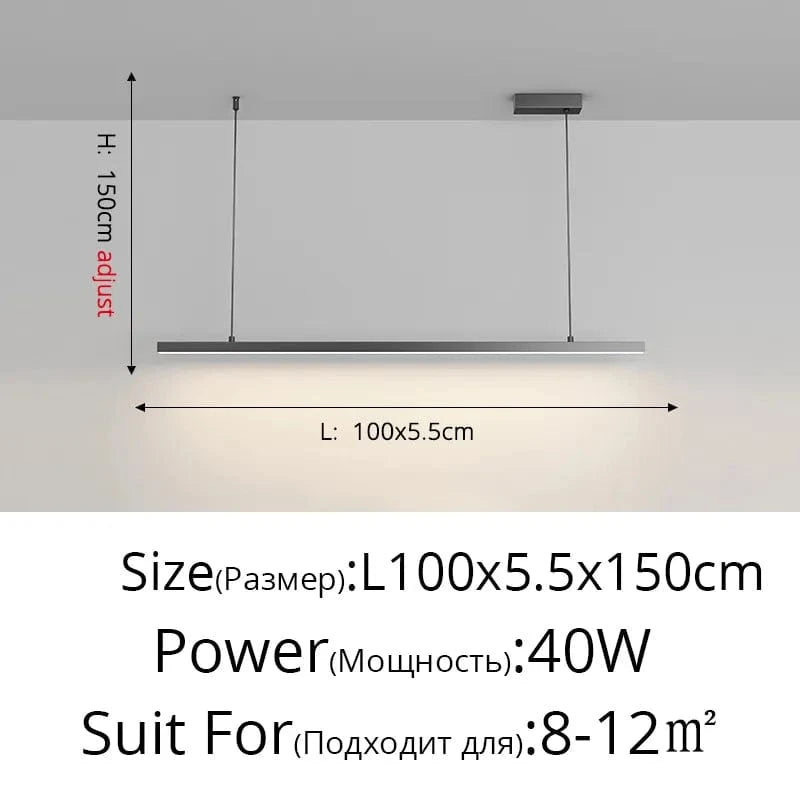 Lampes Design pour Restaurant et Bar | Marco Lucetti A Noir L100x5cm 40W / Blanc froid