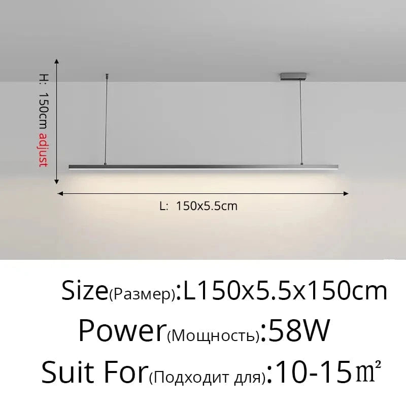 Lampes Design pour Restaurant et Bar | Marco Lucetti A Noir L150x5cm 58W / Blanc froid