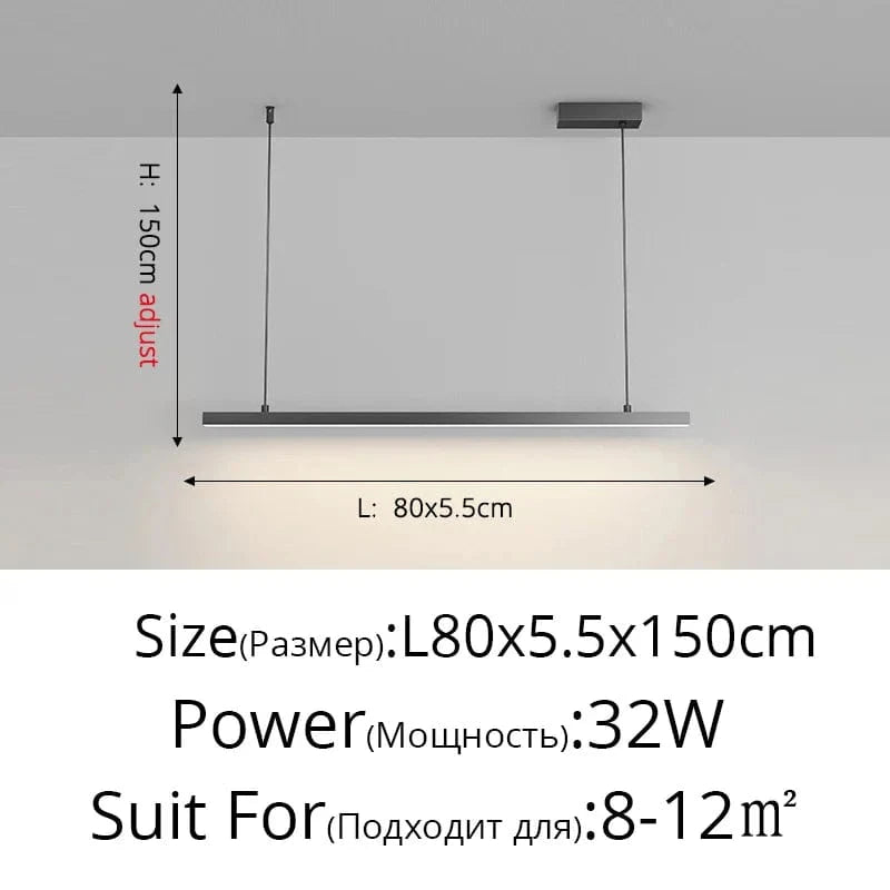 Lampes Design pour Restaurant et Bar | Marco Lucetti A Noir L80x5cm 32W / Blanc froid