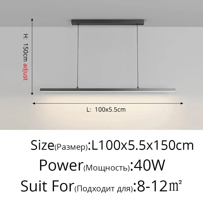 Lampes Design pour Restaurant et Bar | Marco Lucetti B Noir L100x5cm 40W / Blanc froid