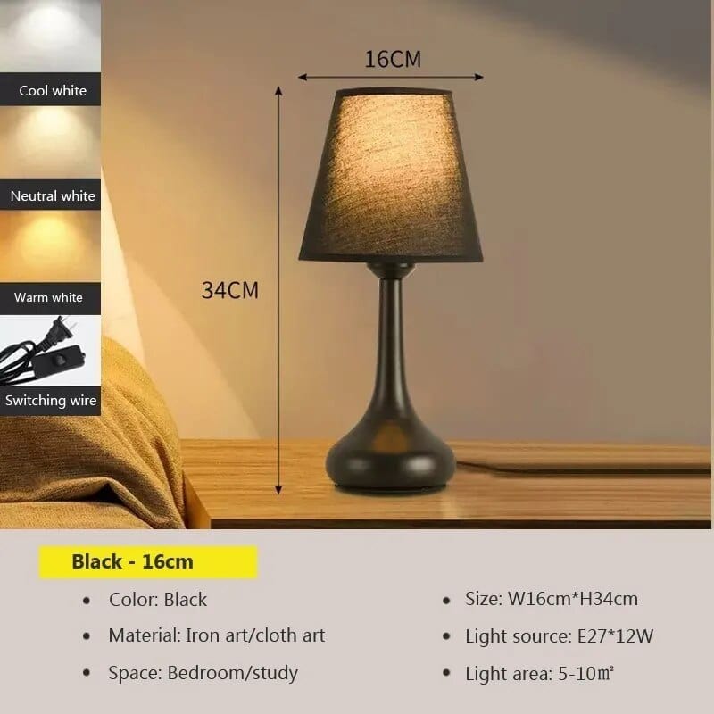 Lampes LED Nordika - Abat-jour Tissu | Marco Lucetti Prise américaine / LTL012 Noir 16cm / Blanc froid-Pas de RC