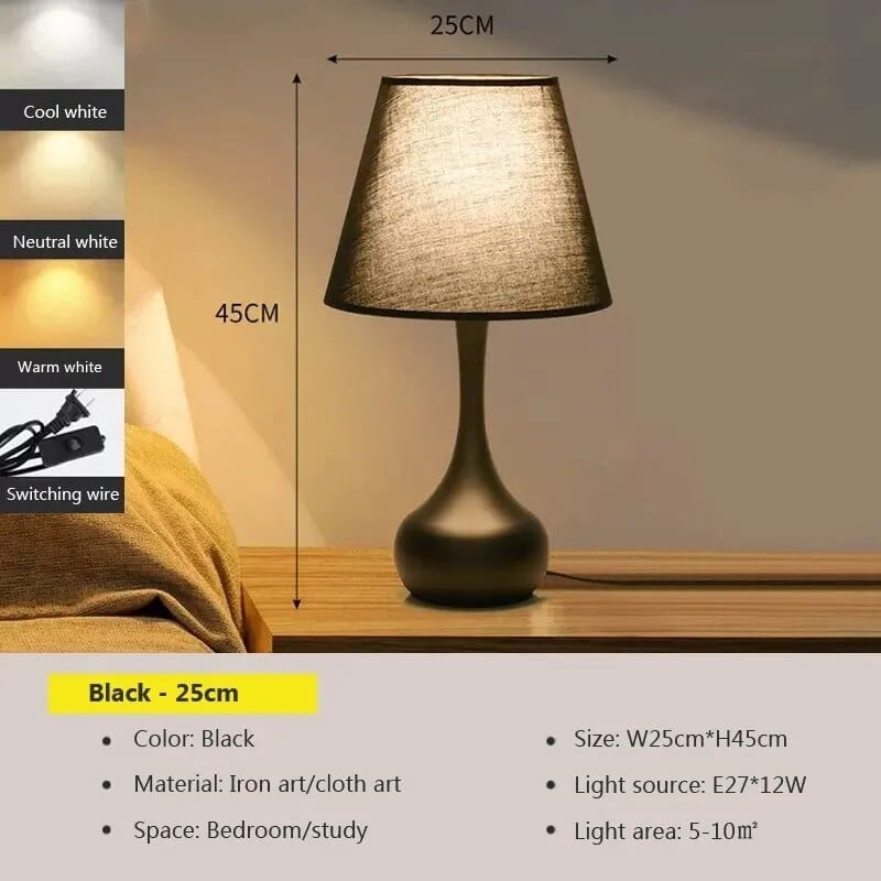 Lampes LED Nordika - Abat-jour Tissu | Marco Lucetti Prise américaine / LTL012 Noir 25cm / Blanc froid-Pas de RC