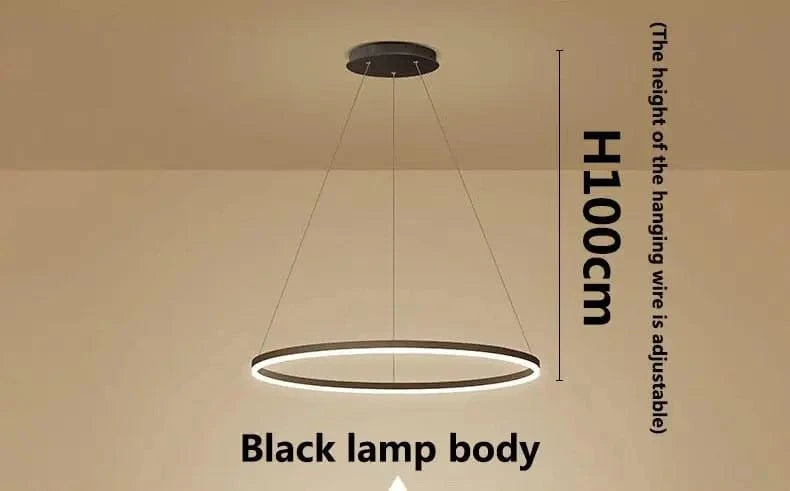 Lampes LED Suspendues Nordic Minimalist Circle Ring | Marco Lucetti Corps noir / 40 cm / Blanc chaud