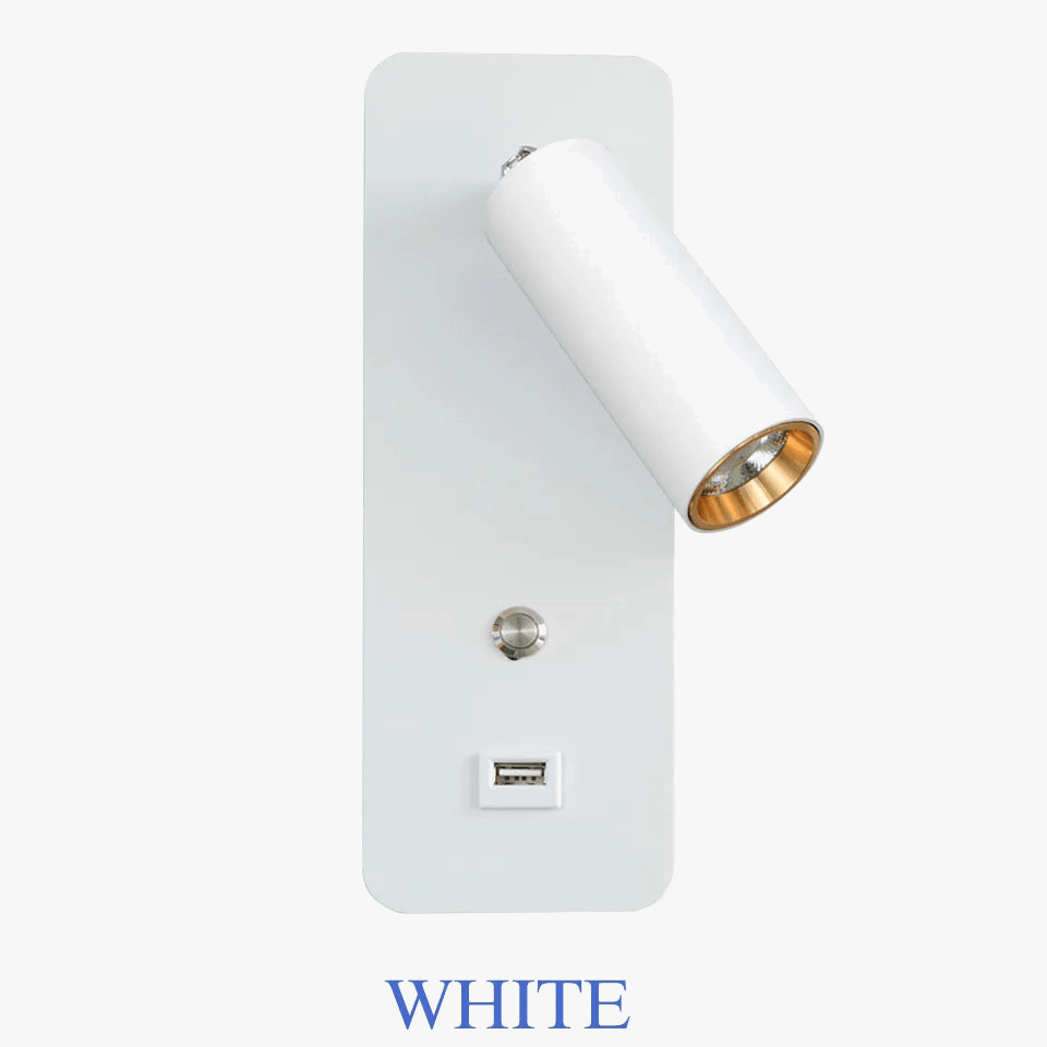 Lampes murales LED d'intérieur 7W avec Port USB - Applique murale pour Chambre ou Salon - Style Nordique Moderne - Interrupteur inclus | Marco Lucetti