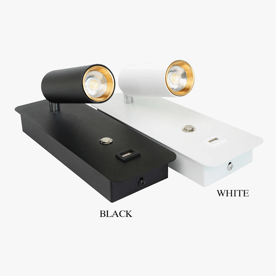 Lampes murales LED d'intérieur 7W avec Port USB - Applique murale pour Chambre ou Salon - Style Nordique Moderne - Interrupteur inclus | Marco Lucetti