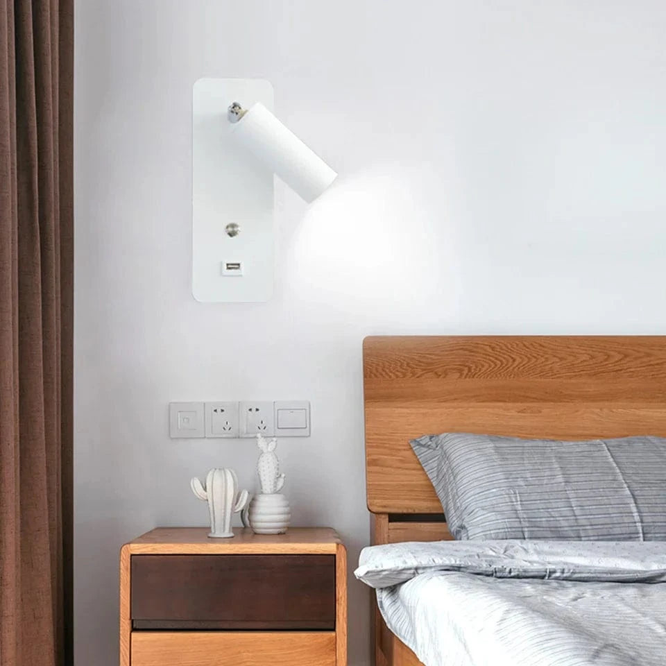 Lampes murales LED d'intérieur 7W avec Port USB - Applique murale pour Chambre ou Salon - Style Nordique Moderne - Interrupteur inclus | Marco Lucetti