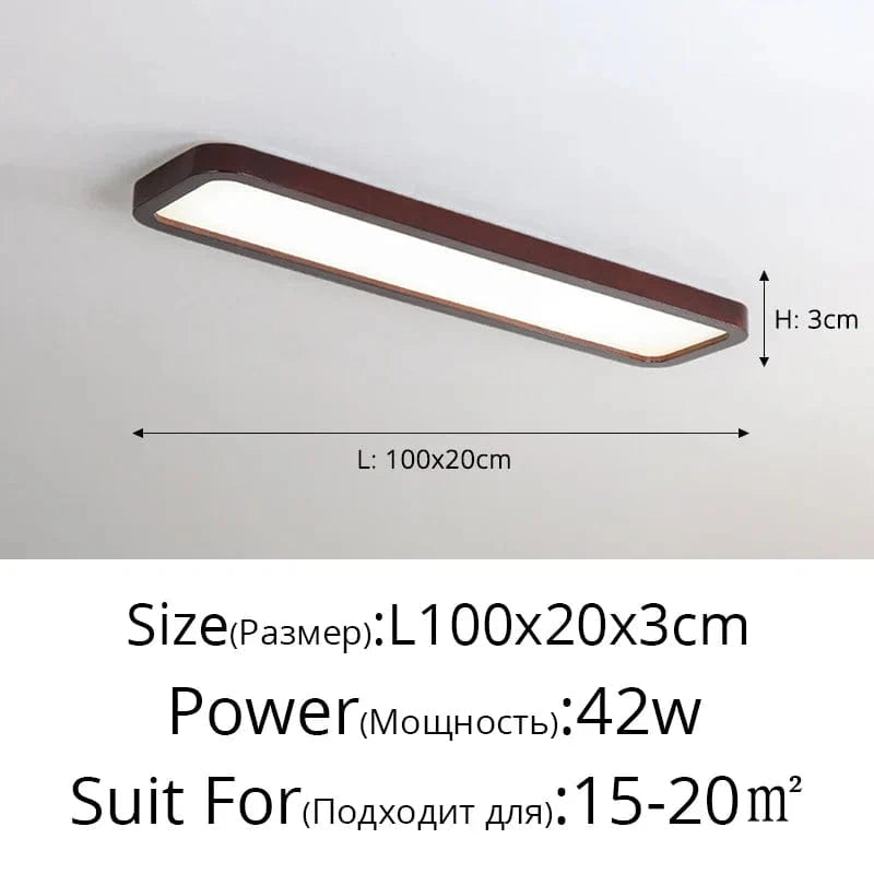 Lampes rectangulaires en bois pour chambre à coucher - Élégance Bois | Marco Lucetti B 100cm 42w / Blanc chaud, pas de télécommande