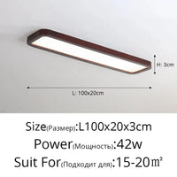 Lampes rectangulaires en bois pour chambre à coucher - Élégance Bois | Marco Lucetti B 100cm 42w / Blanc chaud, pas de télécommande