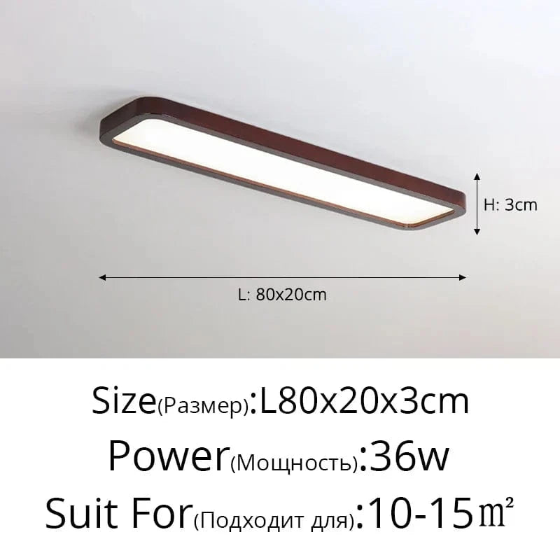 Lampes rectangulaires en bois pour chambre à coucher - Élégance Bois | Marco Lucetti B 80cm 36w / Blanc chaud, pas de télécommande