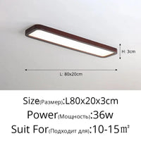 Lampes rectangulaires en bois pour chambre à coucher - Élégance Bois | Marco Lucetti B 80cm 36w / Blanc chaud, pas de télécommande