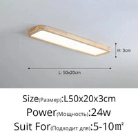 Lampes rectangulaires en bois pour chambre à coucher - Élégance Bois | Marco Lucetti C 50cm 24w / Blanc chaud, pas de télécommande