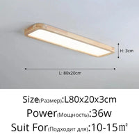 Lampes rectangulaires en bois pour chambre à coucher - Élégance Bois | Marco Lucetti C 80cm 36w / Blanc chaud, pas de télécommande