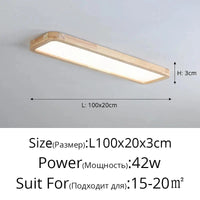 Lampes rectangulaires en bois pour chambre à coucher - Élégance Bois | Marco Lucetti C100cm 42w / Blanc chaud, pas de télécommande