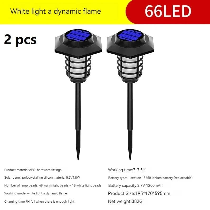 Lampes solaires à flamme étanches pour décor de jardin SolarGlow | Marco Lucetti 66 LED-2 pièces / Solaire 1,8W