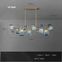 Lampes suspendues design en verre bleu pour couloir, Bar et chambre - Suspension Luminaire Moderne | Marco Lucetti 110 cm