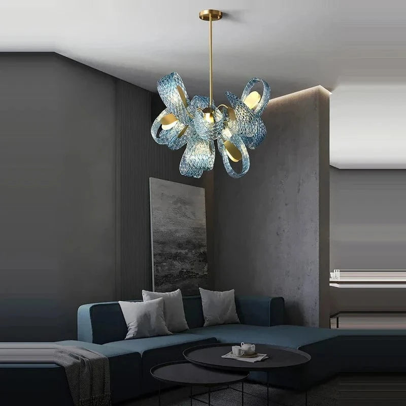 Lampes suspendues design en verre bleu pour couloir, Bar et chambre - Suspension Luminaire Moderne | Marco Lucetti