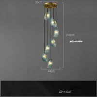 Lampes suspendues design en verre bleu pour couloir, Bar et chambre - Suspension Luminaire Moderne | Marco Lucetti 7 lumière
