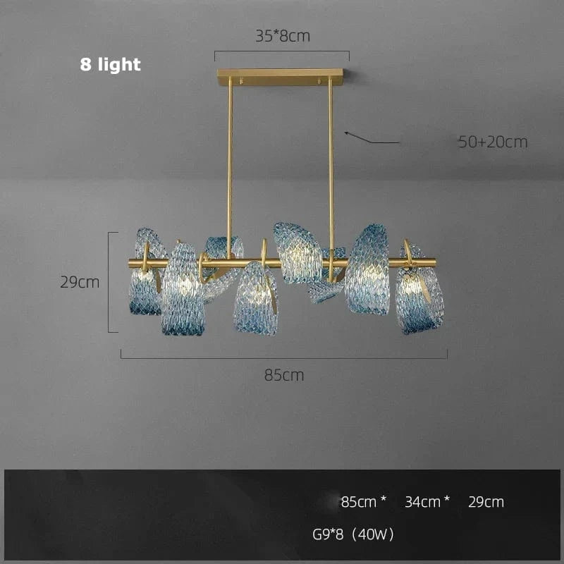 Lampes suspendues design en verre bleu pour couloir, Bar et chambre - Suspension Luminaire Moderne | Marco Lucetti 85 cm