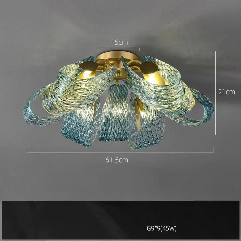 Lampes suspendues design en verre bleu pour couloir, Bar et chambre - Suspension Luminaire Moderne | Marco Lucetti Plafonnier 9 lumières