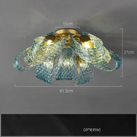 Lampes suspendues design en verre bleu pour couloir, Bar et chambre - Suspension Luminaire Moderne | Marco Lucetti Plafonnier 9 lumières