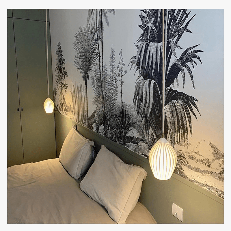 Lampes suspendues en céramique nervurée de style britannique contemporain