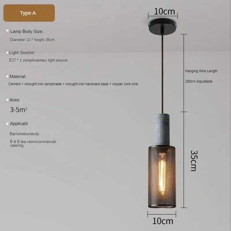 Lampes suspendues en ciment pour loft industriel avec abat-jour en fer forgé | Marco Lucetti UN / 110V / Blanc chaud