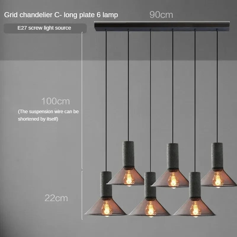 Lampes suspendues en ciment pour loft industriel avec abat-jour en fer forgé | Marco Lucetti W / 110V / Blanc chaud