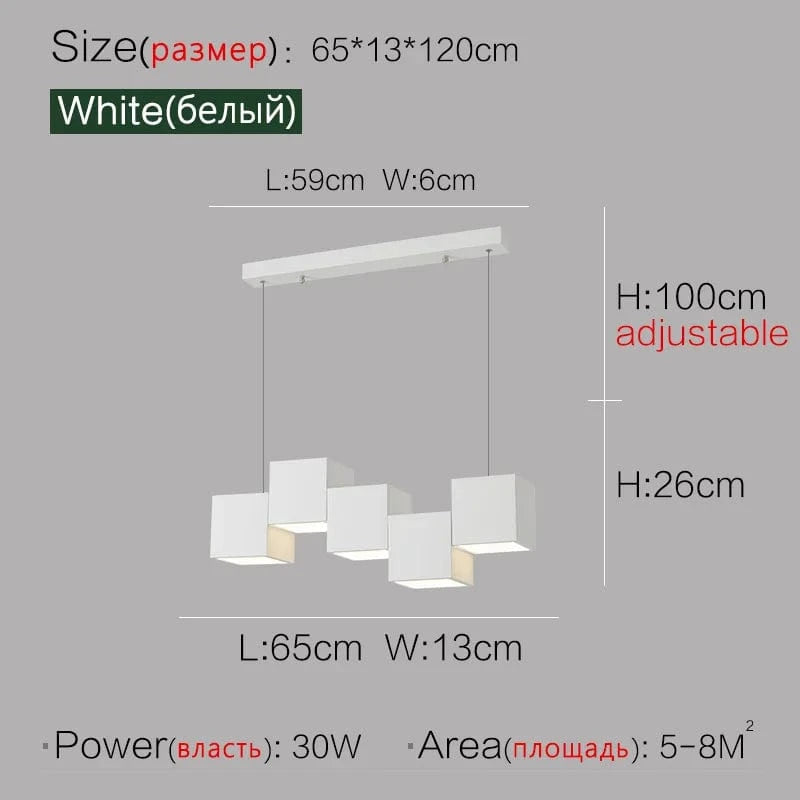 Lampes suspendues géométriques minimalistes pour la salle à manger et le bureau | Marco Lucetti 5 têtes blanches / Blanc chaud (3000K)