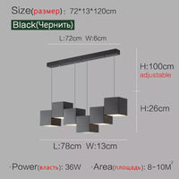 Lampes suspendues géométriques minimalistes pour la salle à manger et le bureau | Marco Lucetti 6 têtes noires / Blanc chaud (3000K)