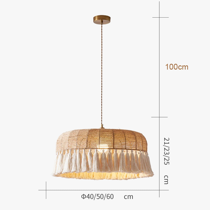 Suspension LED en chanvre tissé à la main - Style bohème Wabi Sabi Crafted