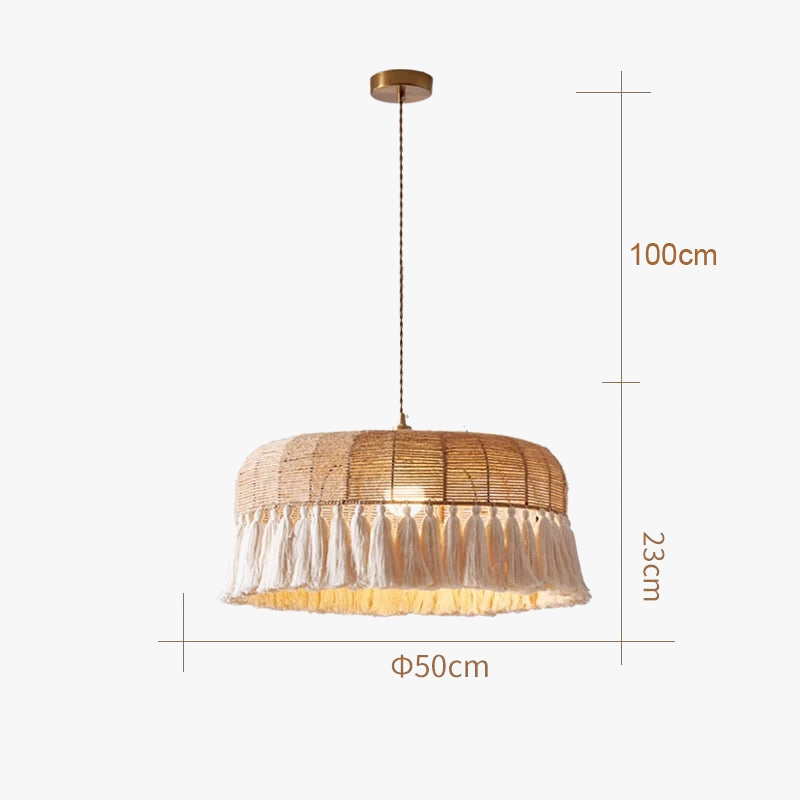 Suspension LED en chanvre tissé à la main - Style bohème Wabi Sabi Crafted