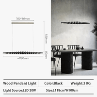 Lampes Suspendues Linéaires en Perles de Bois Modernes LED avec Télécommande  | Marco Lucetti