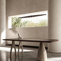 Lampes Suspendues Linéaires en Perles de Bois Modernes LED avec Télécommande  | Marco Lucetti