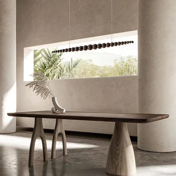 Lampes Suspendues Linéaires en Perles de Bois Modernes LED avec Télécommande  | Marco Lucetti
