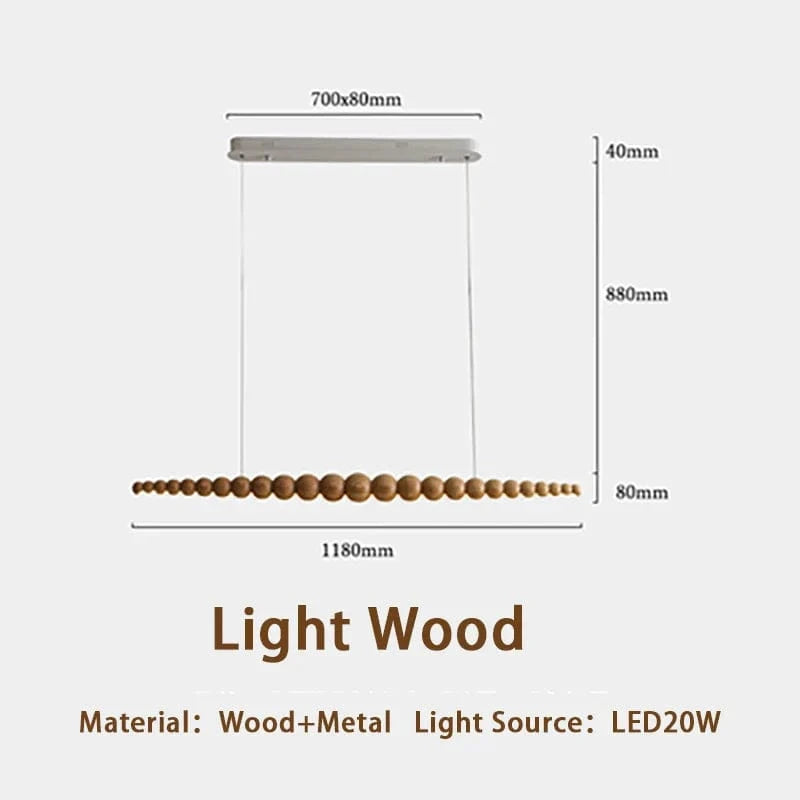 Lampes Suspendues Linéaires en Perles de Bois Modernes LED avec Télécommande  | Marco Lucetti Bois clair / 20W / Intensité variable avec RC | Chine