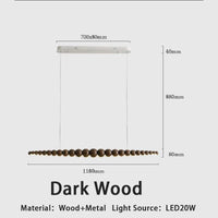 Lampes Suspendues Linéaires en Perles de Bois Modernes LED avec Télécommande  | Marco Lucetti Bois sombre / 20W / Intensité variable avec RC | Chine