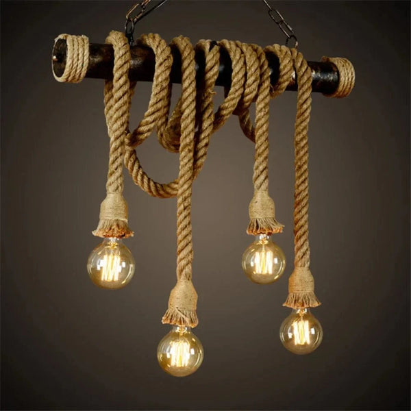 Lampes Suspendues Loft Style Campagnard Rétro Vintage, Corde de Chanvre Edison LED  | Marco Lucetti