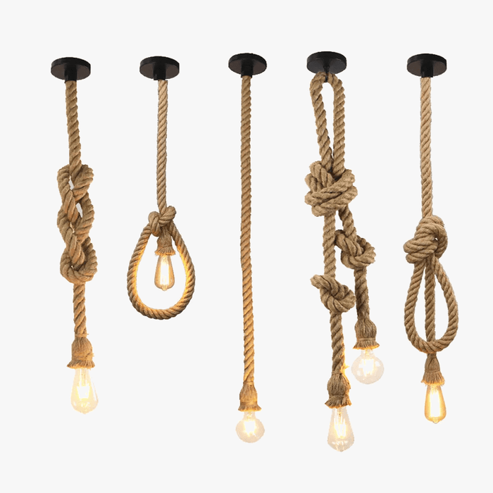 Lampes Suspendues Loft Style Campagnard Rétro Vintage, Corde de Chanvre Edison LED  | Marco Lucetti