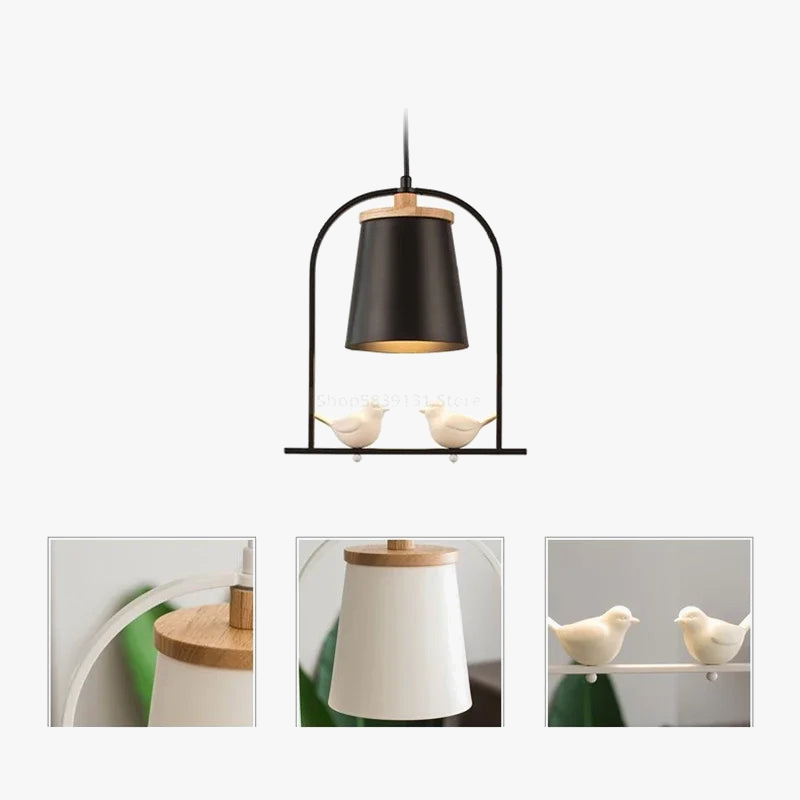 Suspension Nordique Minimaliste avec LED Oiseau Moderne